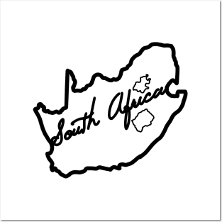 South African Map Line Drawing Posters and Art